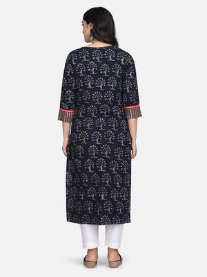 Indigo Handblock Printed Kurta 8