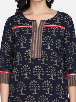 Indigo Handblock Printed Kurta 9