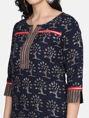 Indigo Handblock Printed Kurta 10