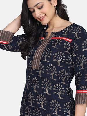 Indigo Handblock Printed Kurta 12