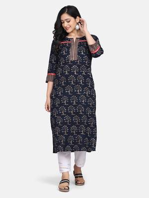 Indigo Handblock Printed Kurta 13