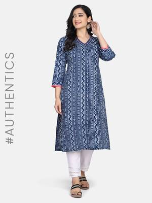 Indigo Handblock Printed Kurta 6