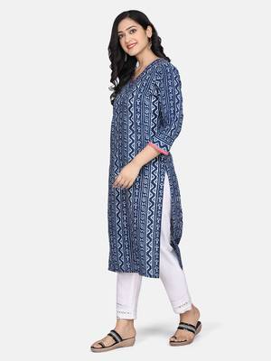 Indigo Handblock Printed Kurta 7