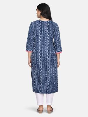 Indigo Handblock Printed Kurta 8