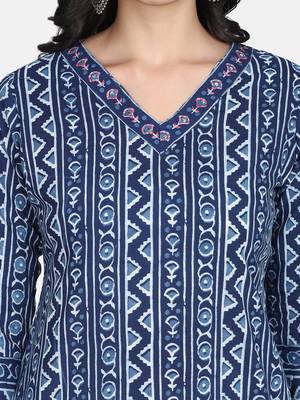 Indigo Handblock Printed Kurta 9