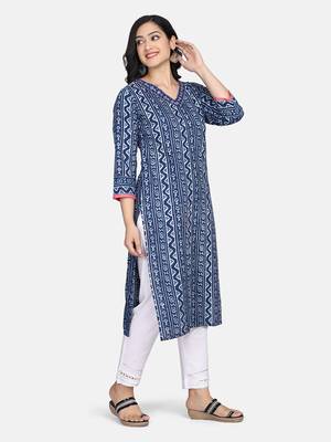 Indigo Handblock Printed Kurta 11