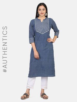 Indigo Handblock Printed Kurta 5