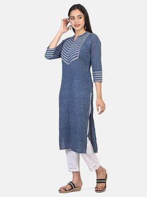 Indigo Handblock Printed Kurta 6