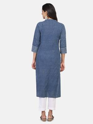 Indigo Handblock Printed Kurta 7
