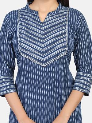 Indigo Handblock Printed Kurta 8