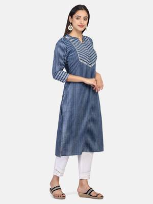 Indigo Handblock Printed Kurta 9