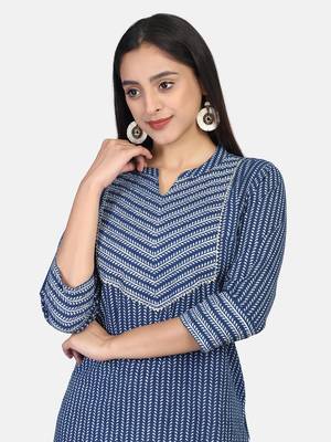 Indigo Handblock Printed Kurta 10