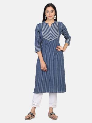 Indigo Handblock Printed Kurta 11