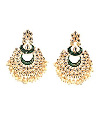 Green Gold Plated Stone Jhumkas 2