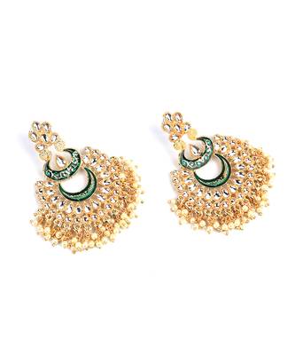 Green Gold Plated Stone Jhumkas 3