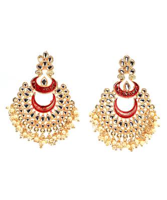 Red Gold Plated Stone Jhumkas 2