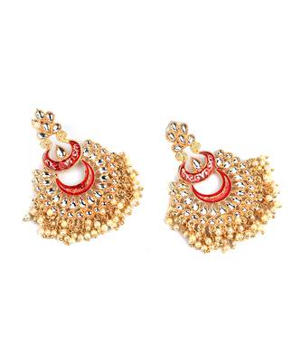 Red Gold Plated Stone Jhumkas 3