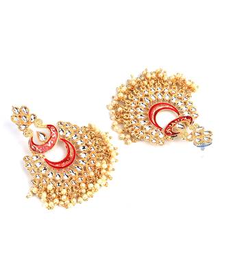 Red Gold Plated Stone Jhumkas 4