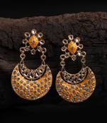 Yellow Gold Plated Chandbali Earrings