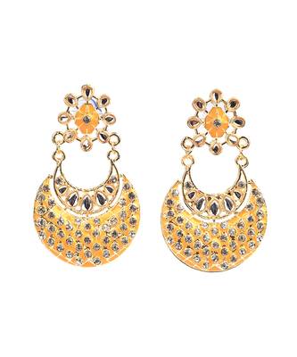 Yellow Gold Plated Chandbali Earrings 2