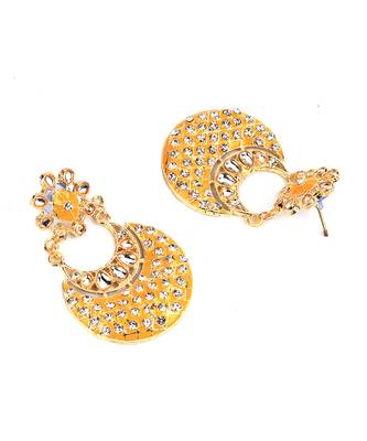 Yellow Gold Plated Chandbali Earrings 4