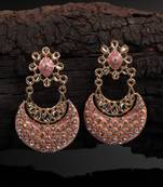 Pink Gold Plated Chandbali Earrings