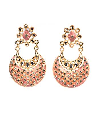 Pink Gold Plated Chandbali Earrings 2