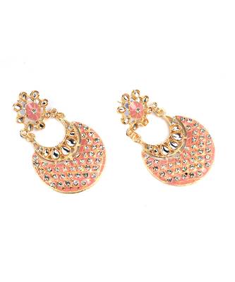 Pink Gold Plated Chandbali Earrings 3
