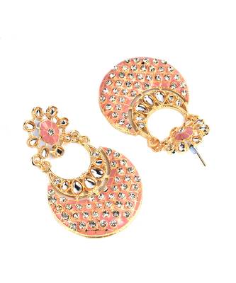 Pink Gold Plated Chandbali Earrings 4