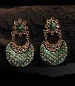 Green Gold Plated Chandbali Earrings