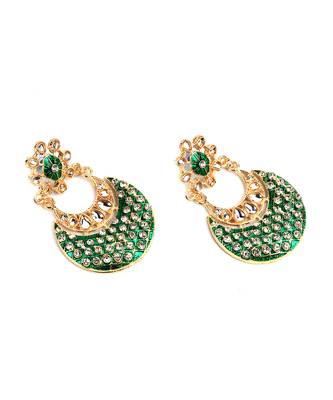 Green Gold Plated Chandbali Earrings 2