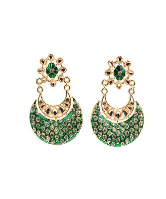 Green Gold Plated Chandbali Earrings 4