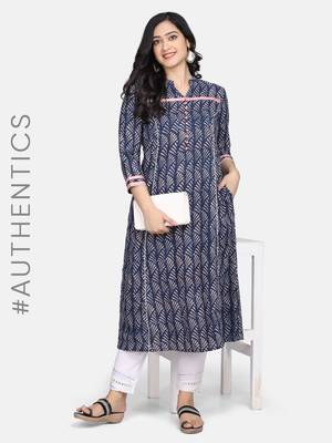 Indigo Handblock Printed Kurta 5