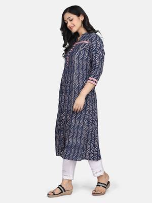 Indigo Handblock Printed Kurta 6
