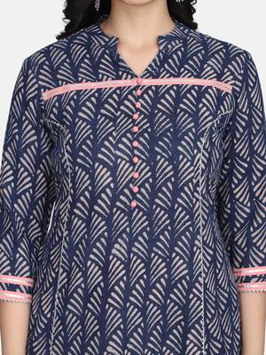 Indigo Handblock Printed Kurta 8