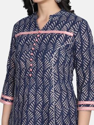 Indigo Handblock Printed Kurta 11