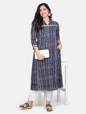 Indigo Handblock Printed Kurta 12