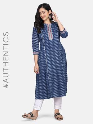 Indigo Handblock Printed Kurta 6