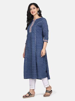 Indigo Handblock Printed Kurta 1
