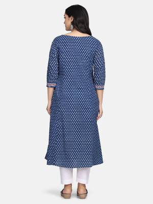 Indigo Handblock Printed Kurta 7