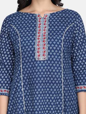 Indigo Handblock Printed Kurta 8