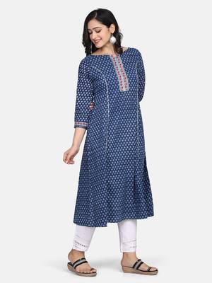 Indigo Handblock Printed Kurta 9