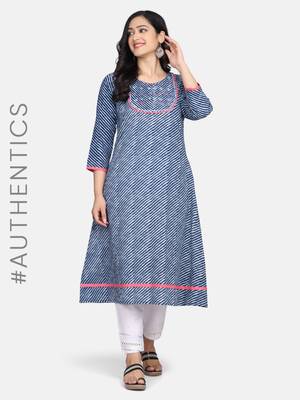 Indigo Handblock Printed Kurta 5