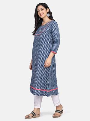 Indigo Handblock Printed Kurta 6