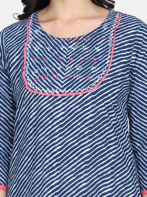 Indigo Handblock Printed Kurta 7