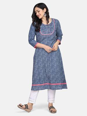 Indigo Handblock Printed Kurta 8