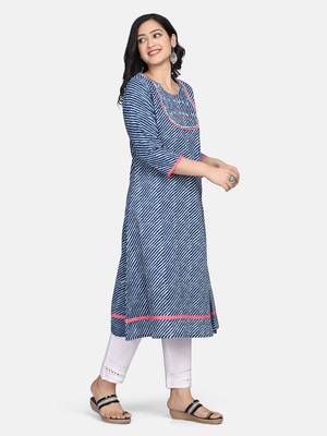 Indigo Handblock Printed Kurta 9