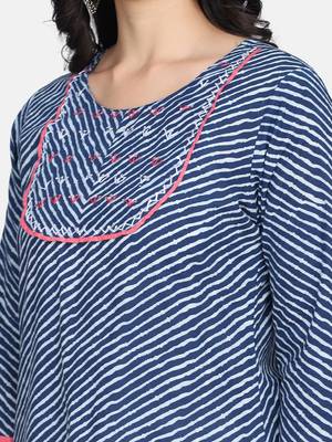 Indigo Handblock Printed Kurta 10