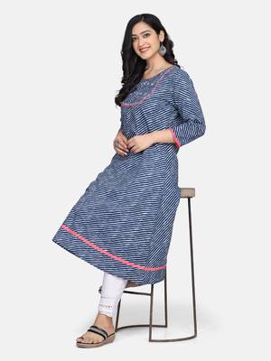 Indigo Handblock Printed Kurta 11