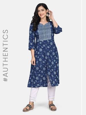 Indigo Handblock Printed Kurta 4